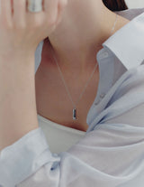 26SS★ [Premium Plating] Volume Square AB(W) Dual Pave Necklace