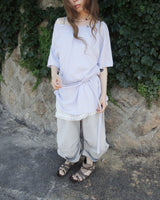 MELT BUTTON OFF-SHOULDER T-SHIRT