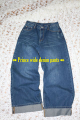 Prince basic wide denim pants