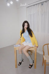 yellow wool lovely long-sleeved cardigan