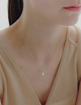 26SS★ Essence 14K(W) Lab-Diamond Pear Pendant Necklace 1.0CT