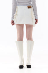  UNBALANCE CAGO SKIRT PANTS / WHITE
