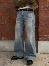 Pure straight denim pants