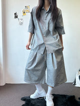 Logi Linen Stripe Balloon Bermuda Shorts 2color