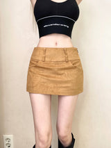1386. Suede low pocket mini sk (2color)