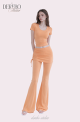 Liiv short-sleeve cap training shirring pants set (TOP)