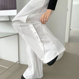 nylon curved banding wide pants
