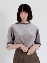 VELVET MOCK NECK SHIRING TOP