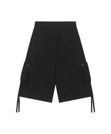 Patch Pocket Shirred Bermuda Pants - BLACK
