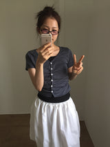 Striped V-neck Short Sleeve (2color)