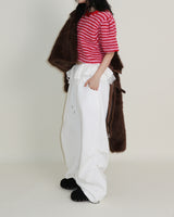 Rachel Two-Belt Detail Short Length Fur Jacket (Lining Quilted)