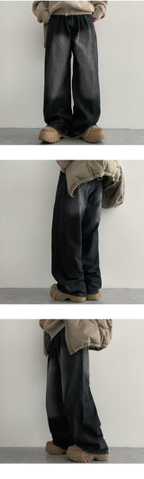 Lese pintuck wide denim pants