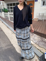 FADE CHECK MAXI SKIRT (2C)