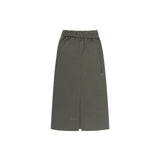FOLDING WAIST BAND MAXI SKIRT (CHARCOAL KHAKI)