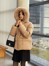 Cerny String Fur Hooded Short Padded Jumper