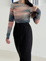 Sunset printing crop T 