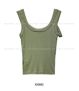 Army ストラップリブUネックノースリーブ
