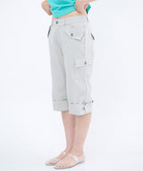 STRAP POINT CAPRI PANTS - LIGHT GRAY
