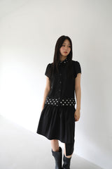アンバランスミディスカート (BLACK)