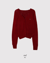 Motif Raglan V-neck Knit Cardigan (6color)