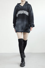(Unisex) ブッシュマーブルレタリングパーカー
