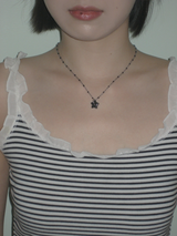 gleaming tiny star necklace [black]
