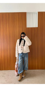 Beads Burton No Collar Round Fur Jacket