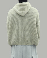 Noel Knit Hoodie Half Zip Up (Beige)