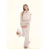 [GirlyFancyClub] cream puff*bow tie slit soft and glutinous hanging down slim mink woolen bell-bottom pants