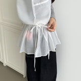 Layered frill see-through ribbon A-line strap sleeveless