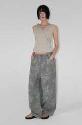 RIPSTOP FLOWER WIDE PANTS
