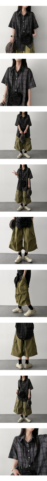 ハンディーオーバーサイズフィットチェック柄ショートスリーブシャツ