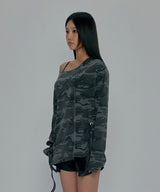 ONE SHOULDER GRAPHIC LONG SLEEVE_CAMO