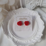 [Kwon Eunbi Earrings] プチローズカボションピアス - Red