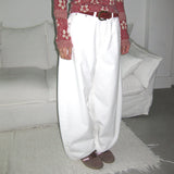 Ribbon back pocket wide balloon pants
