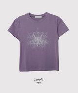CT モダルプリント半袖クロップTシャツ (4color)