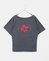 Risch loose fit flower-printed off-shoulder short-sleeved T-shirt
