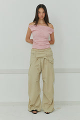 BELT LAYER PANTS / BEIGE