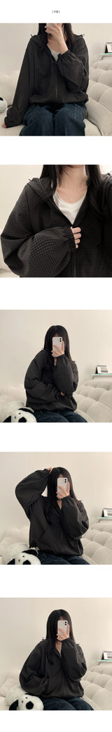 Rudy Mini Check High Neck String Hooded Jumper