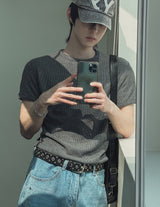 リアン マッスルフィット リブ ショートスリーブ Tシャツ
