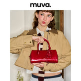 muva. Genuine‑Leather Pillow‑Style Hand Tote, Convertible Cross‑body Retro Commuter Niche Textured Women’s Purse, New Arrival Feb 10