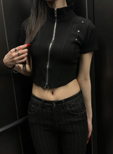 Chic stud half zip up(4color)