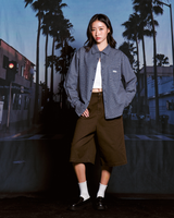 シティ オーバーサイズド プレイド シャツ (Navy)