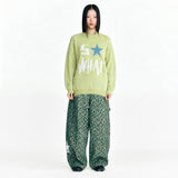 So What Hairy Knit Sweater Light Green