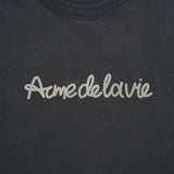 24FW CHAIN EMBOSSING SCRIPT PRINTING SHORT SLEEVE T-SHIRT CHARCOAL 