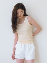 コラボレーションスリーブレストップ - Cream