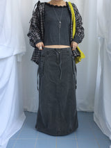 Feminine Flat Neck Long T-Shirt