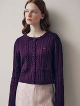 SKASHI CABLE KNIT CARDIGAN BURGUNDY