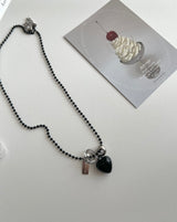 blo black chic stainless steel bold heart county line layered long necklace