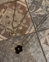 Flower pendant military string necklace